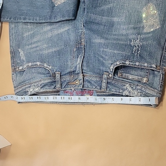 Candies Jeans, Size 13, Sequin Embellished with Distressing. Flared/Bell Bottom - Picture 4 of 13